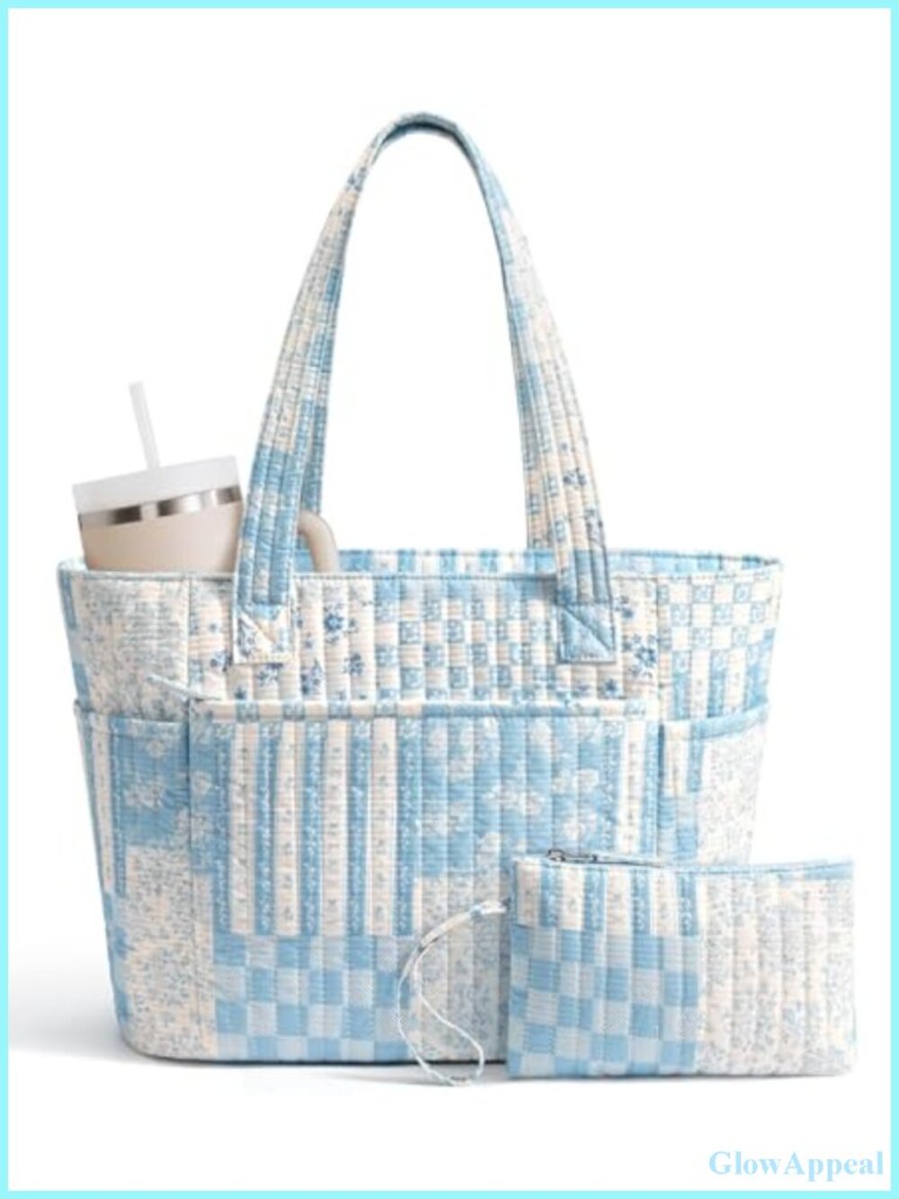 Quilted Cotton Tote Bag for Women Teacher Nurse Laptop Work Tote